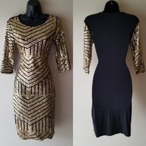 Fancy Gold & Black Party Dress